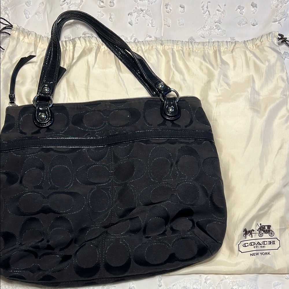 Coach Black Signature Tote Bag
